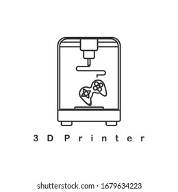 Simple 3D printer concept icon vector design