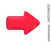 simple 3d red arrow Indicates the next path to the right. Website elements indicate where to click a button. 3d vector Illustration.