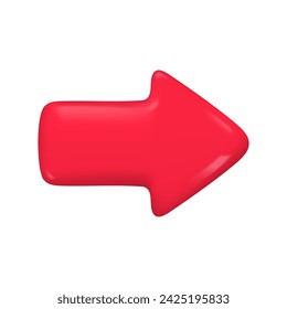 simple 3d red arrow Indicates the next path to the right. Website elements indicate where to click a button. 3d vector Illustration.