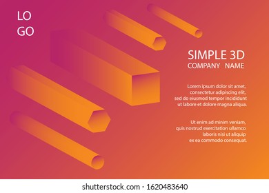 Simple 3d shapes background, gradients vector image
