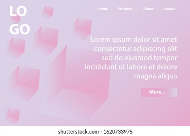 Simple 3d shapes background for web page, gradients vector image