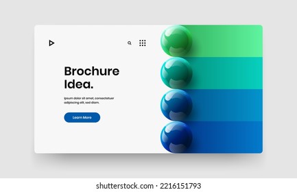 Simple 3D spheres corporate cover template. Isolated brochure design vector layout.
