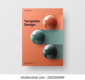 Diseño sencillo de boletines de esferas 3D. Presentación minimalista concepto de vector de diseño A4.