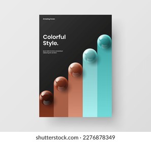 Simple 3D spheres presentation layout. Unique company identity A4 design vector template.
