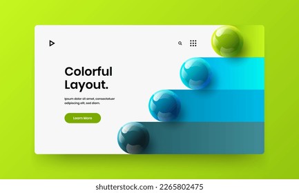 Simple 3D spheres site screen illustration. Abstract flyer vector design concept.