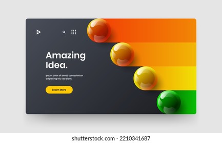 Simple 3D spheres website template. Amazing cover design vector layout.
