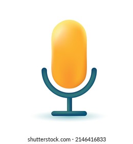 Simple 3d vector icon illustration, microphone used for web, on white background