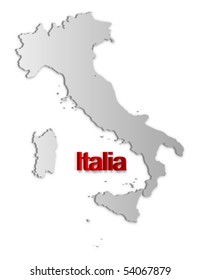 A simple 3D vector map of Italy.