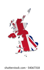 A Simple 3D Vector Map Of The UK And The Crown Dependencies.