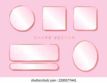 simple 3D white and pink shape board or frame vector on white background with the circle, ellipse, the square can be put text or product on frame