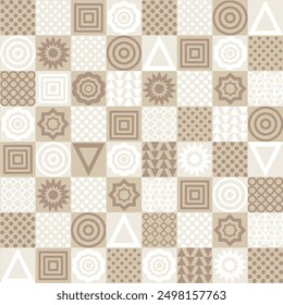 Simple 4 colour square geometric pattern background.checked beige and brown theme design used for tiles, textiles, wallpapers..,