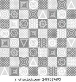 Simple 4 colour square geometric pattern background.checked black and white design used for tiles, textiles, wallpapers..,