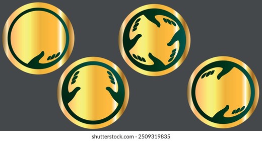 Einfaches 4-er-Hand-Logo, Premium Gold grün blau Modell