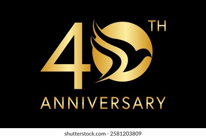 simple 40 anniversary with negative space bird image in the logo circle	
