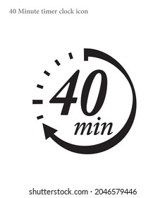 Simple 40 minutes timer clock icon 