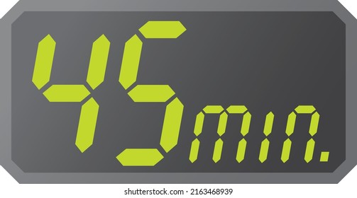 Simple 45 minutes digital timer clock icon 