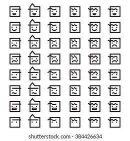 simple 48 emotion face icons vector set