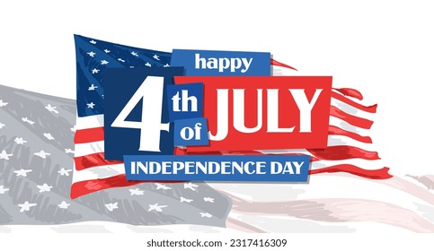 Simple Cartel De La Celebración Del Día De La Independencia De Estados Unidos El 4 De Julio Con Tipografía De Fondo De La Bandera Estadounidense
