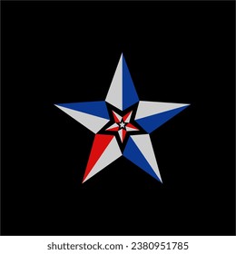 Sencillo diseño de logotipo de 5 estrellas con 2 estrellas en espacio negativo.