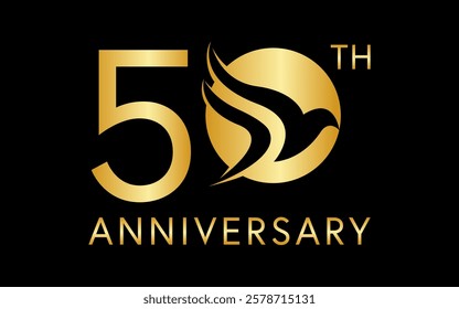 simple 50 anniversary with negative space bird image in the logo circle	
