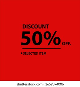 Simple banner de descuento del 50% para artículos seleccionados