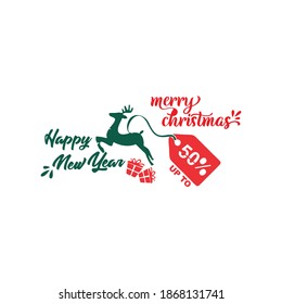 Diseño sencillo de logotipo con 50% de descuento. afiches especiales de pegatinas para Navidad y Año Nuevo