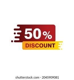 simple 50% Descuento texto con forma abstracta aislada en fondo blanco