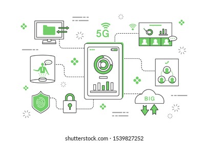 Simple 5G line illustration collection
