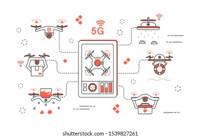 Simple 5G line illustration collection
