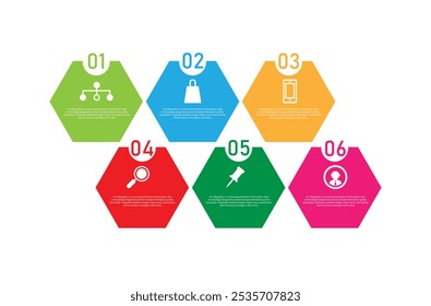 Simple 6 Step Business Infographic Element design can be used for workflow layout, annual report.