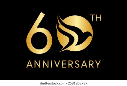 simple 60 anniversary with negative space bird image in the logo circle	
