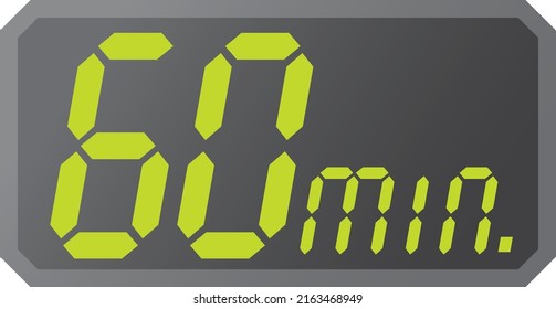 Simple 60 minutes digital timer clock icon 