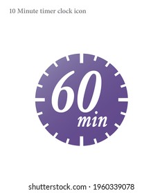 Simple 60 minutes timer clock icon 