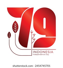 Simple 79th Indonesia Independence day, 17 august 2024 concept logo with organic style