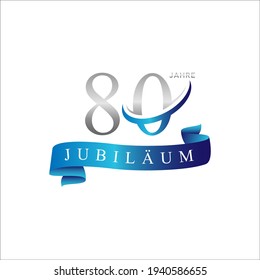 simple 80 anniversary swoosh ring logo vector