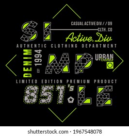 Simple 851 s active div denim est 1994 casual active div 09 urban district clothing co authentic clothing department limited edition premium product  vector illustration