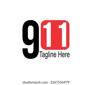 Simple 911 number vector, emergency call number in united states.