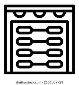 Simple abacus icon representing calculating and counting on a white background