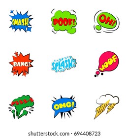Simple abbreviations speech bubbles icons set. Cartoon set of 9 simple abbreviations speech bubbles vector icons for web isolated on white background