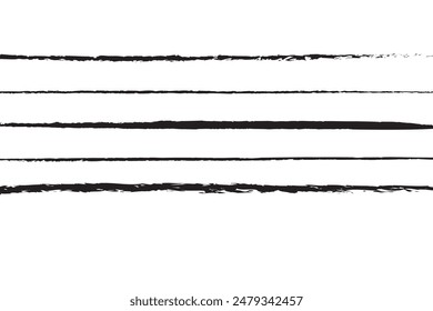 simple abestract black color horizontal handmade underline collection vector set