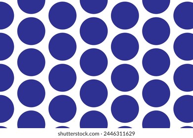 simple abestract dark bluer color seamlees big polka dot pattern art blue circles on a white background