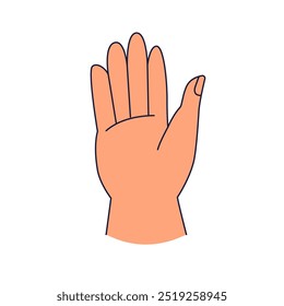 Simples Abhaya Mudra proteção mão gesto hasta sânscrito palavra para mão em desenho animado estilo doodle isolado no fundo branco