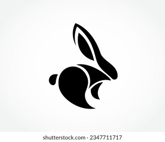 simple abstract art bunny rabbit logo design template illustration inspiration