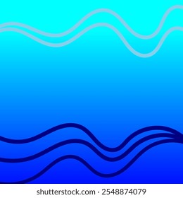 Simples arte abstrata. Céu azul e azul marinho linhas onduladas. Gradiente entre a cor azul e o fundo azul.