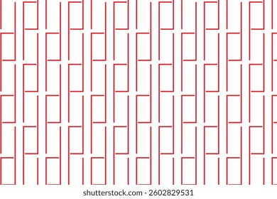simple abstract asymmetrical red line pattern minimalistic geometric seamless pattern with red outlined rectangles on white background