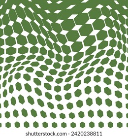 simple abstract avocado color polygon hexagon halftone wavy distort blend pattern