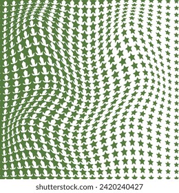simple abstract avocado color star halftone wavy distort blend pattern