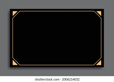 Simple abstract background in black color and golden frame. Great background for social media, computer, sales template, banner, web, invitation etc