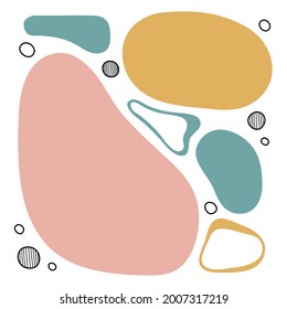 Simple abstract background with colored rounded shapes in pastel colors. Minimalist art