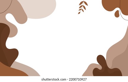 Simple abstract background with doodle shape and line art in chocolates background. Wallpaper design for social media posts. Paper background in minimal trendy flat style with copy space for text.